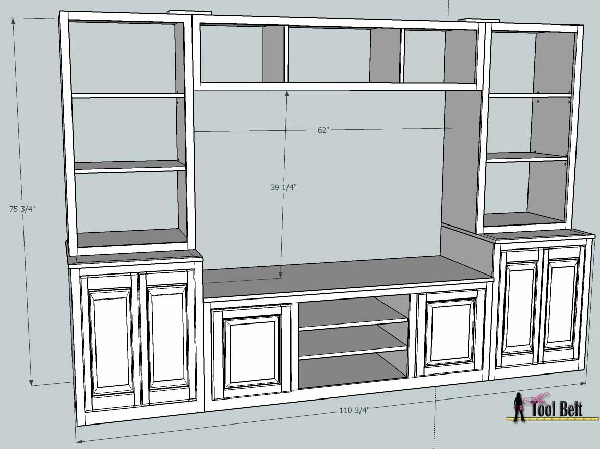build a media center with toy storage, Her Tool Belt on Bekob