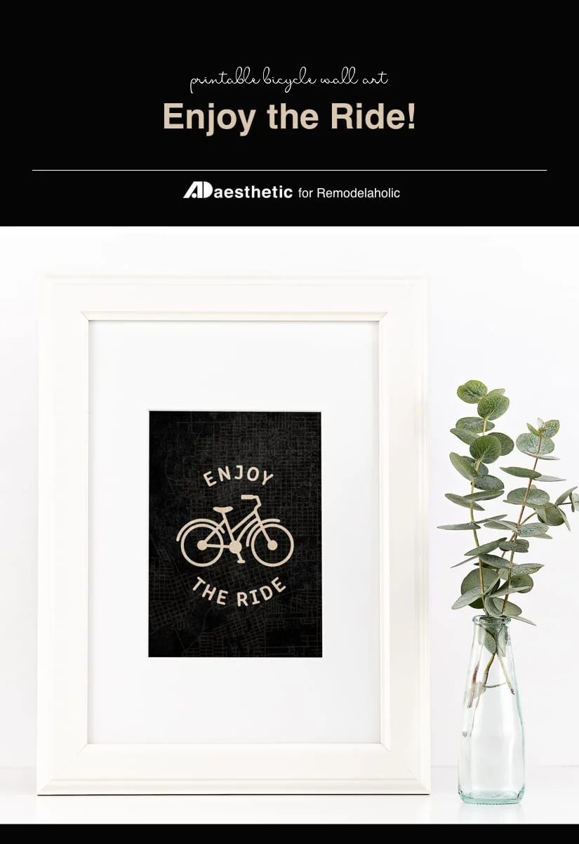 Printable Black And White Bicycle Cycling Wall Art, Enjoy The Ride, AD Aesthetic For Bekob