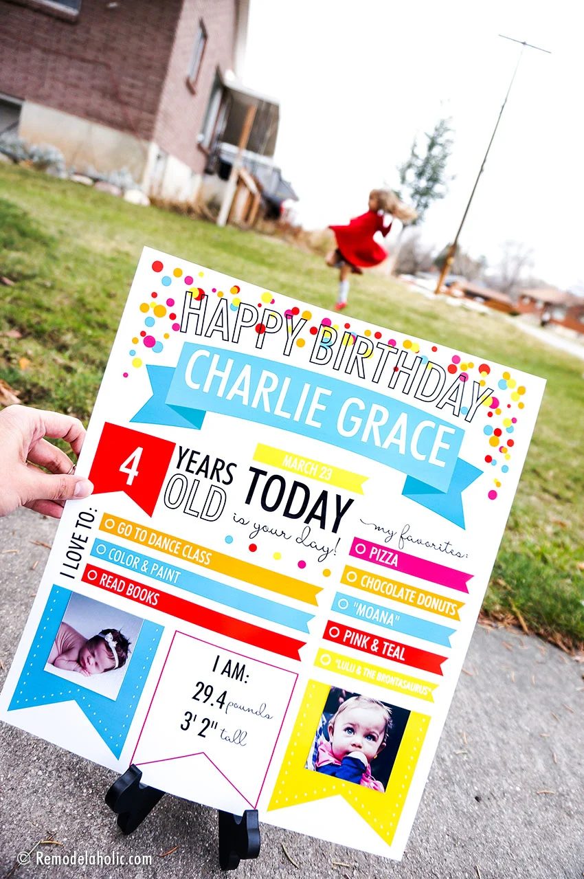 Fillable Infographic Printable Birthday Poster Milestone Photo Op For Children And Adults #Bekob