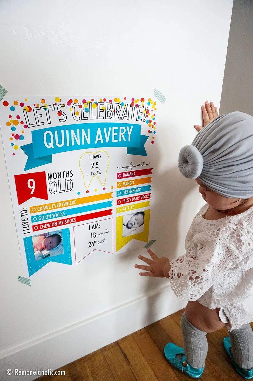 Custom Printable Monthly Baby Milestone Infographic Poster For Birthdays #Bekob