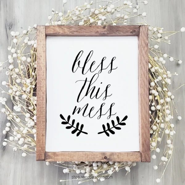 Printable Modern Farmhouse Wall Art, Bless This Mess, Bekob