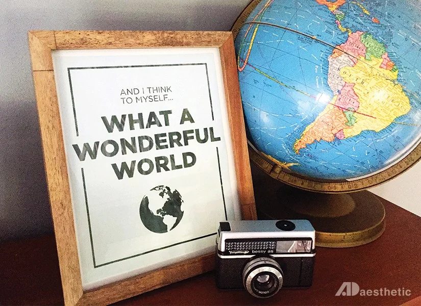 What A Wonderful World, Louis Armstrong Song Lyric Wall Art Printable, AD Aesthetic For Bekob