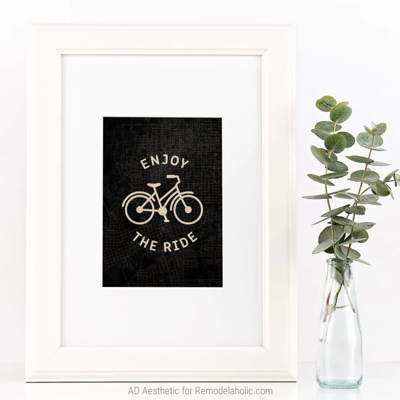 Printable Bicycle Cycling Wall Art, Enjoy The Ride, AD Aesthetic For Bekob