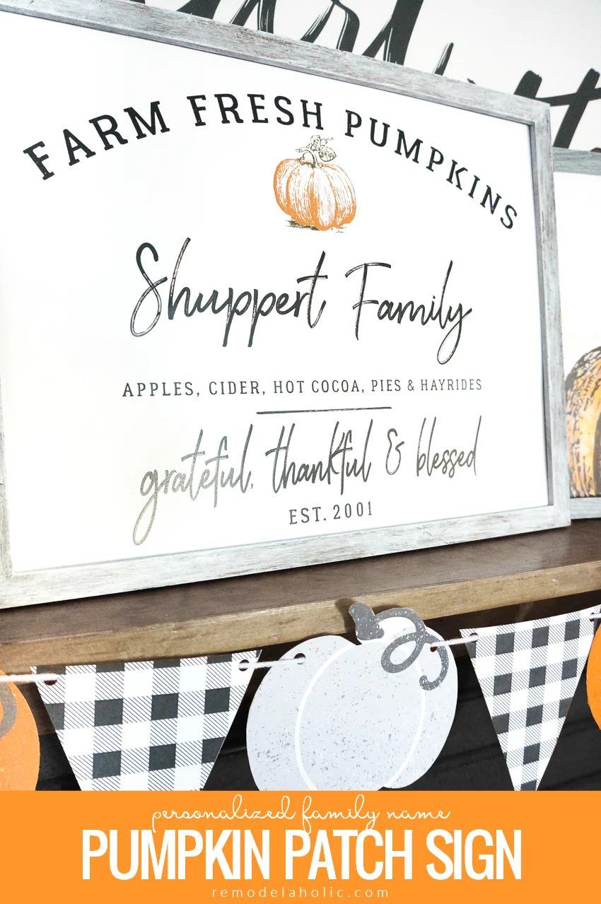 Printable Personalized Family Name Pumpkin Patch Sign And Watercolor Pumpkin Art Set #Bekob