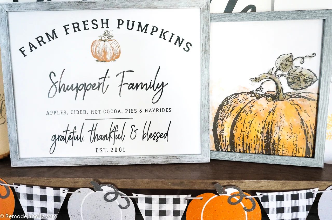 Printable Thanksgiving Decor Set, Pumpkin Farm Family Name Sign And Watercolor Pumpkin #Bekob