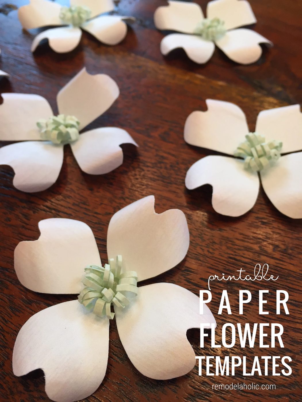 Printable Paper Flower Templates For Pink Yellow White Dogwood Flowers, Bekob
