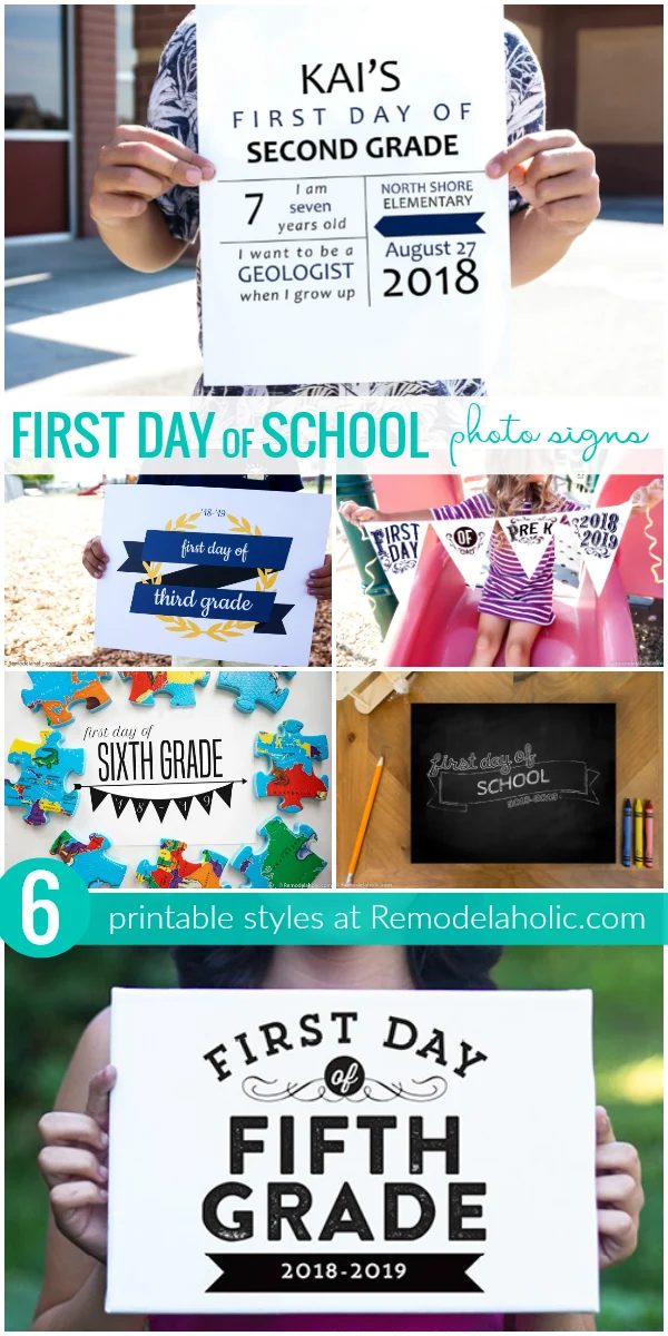 Printable First Day Of School Photo Signs, 6 Styles #Bekob