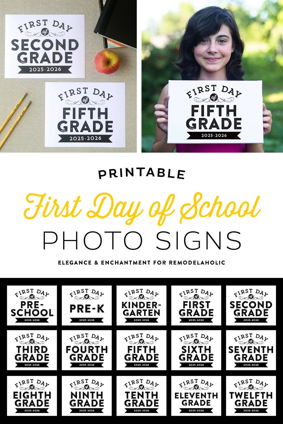 First Day Of School Signs Vertical