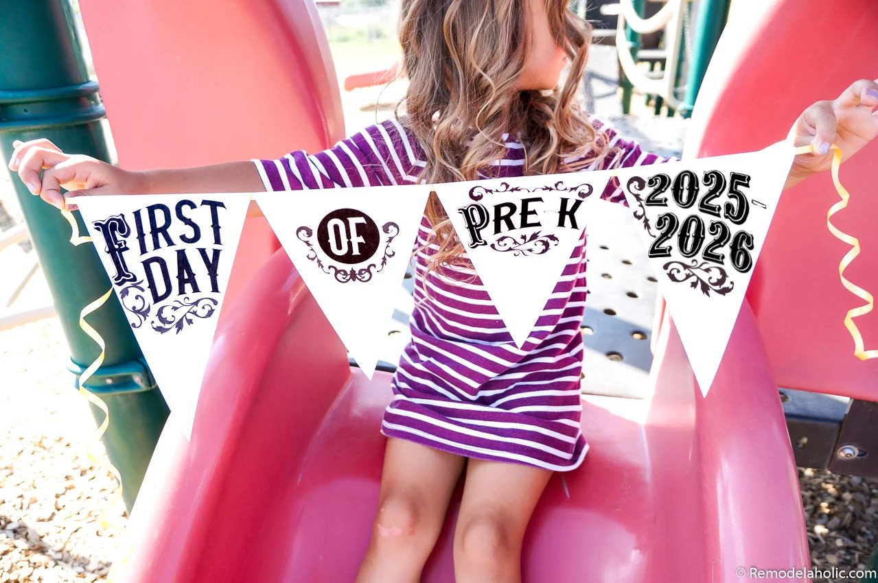Printable First Day Of School Signs Pennant Banner 2025 2026 Bekob