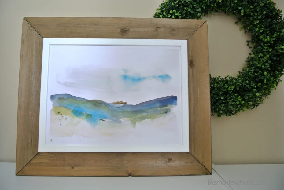 Diy Farmhouse Wood Frame IKEA FISKBO method With Free Printable Seasonal Watercolor Abstract For Summer #Bekob