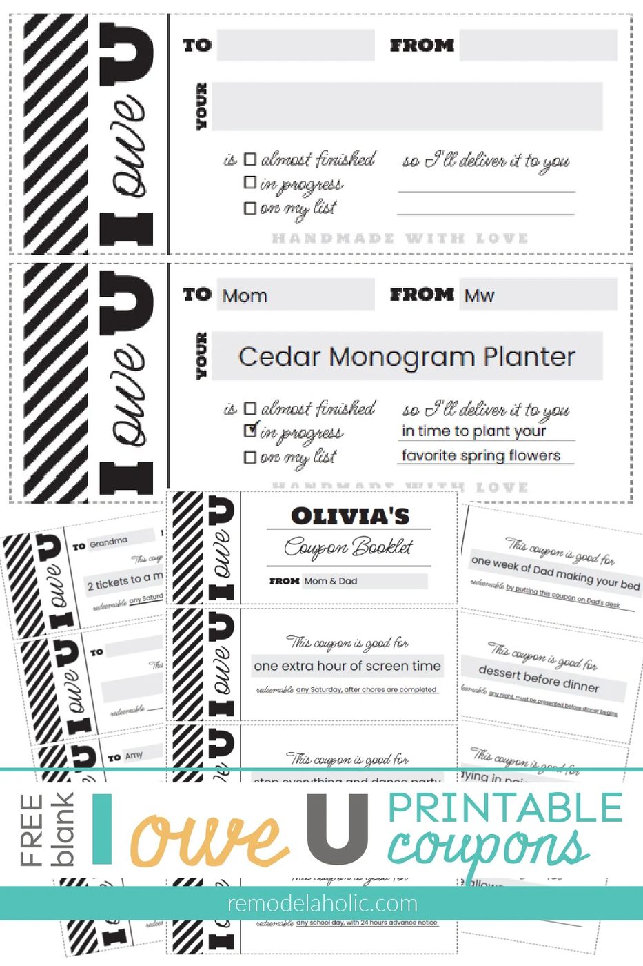 Free Printable IOU Blank Coupon Voucher Template PDF Bekob