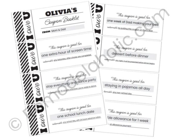 Free Printable Custom IOU Coupon Book For Kids Gift Bekob
