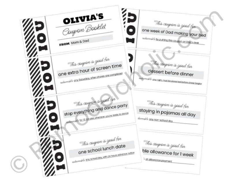 Free Ready-to-print Blank Coupon Template for Handmade Gifts or Personalized Experiences
