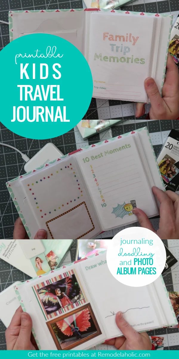 Give your kids their own vacation memory book with this free printable kids travel journal photo book. Slip the pages into a mini photo album and use our go-to travel-friendly phot