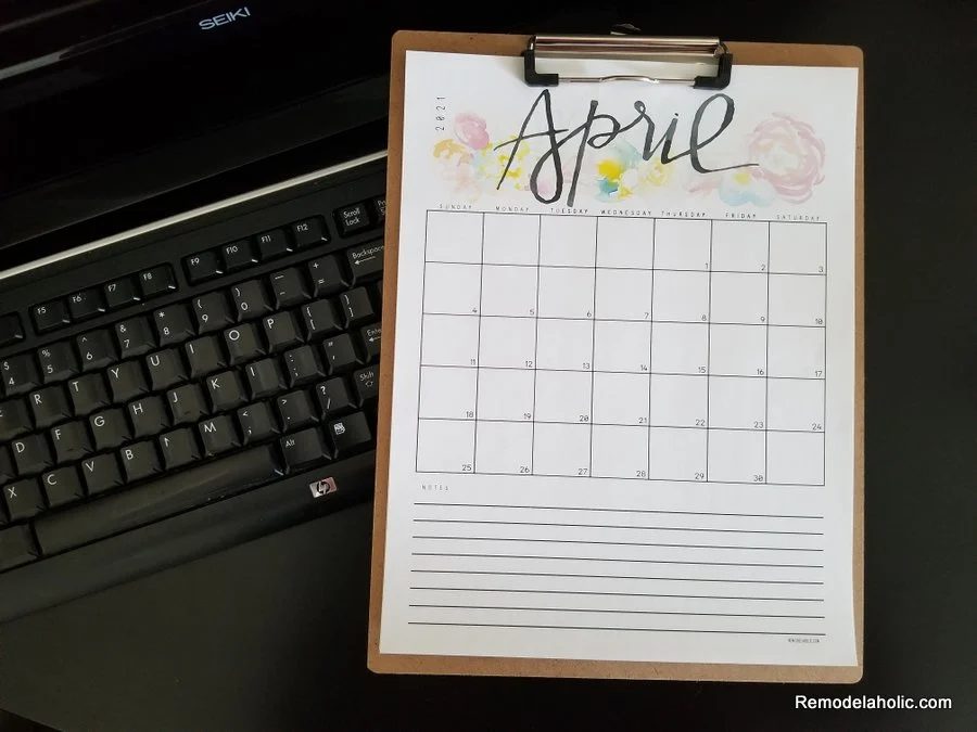 Printable Monthly Grid Calendar With Notes 2021, Vertical Page Portrait,Bekob