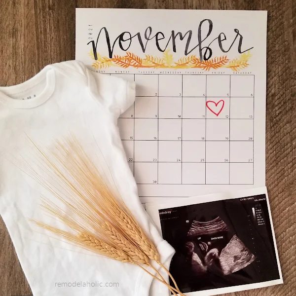 straightforward Printable Pregnancy Announcement Due Date Calendar, Instant Download Bekob