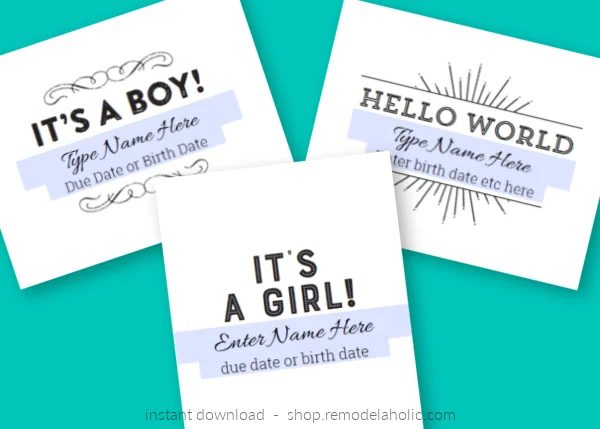 Pregnancy Announcement Gender Reveal Baby Announcement Printable, Instant Download Bekob