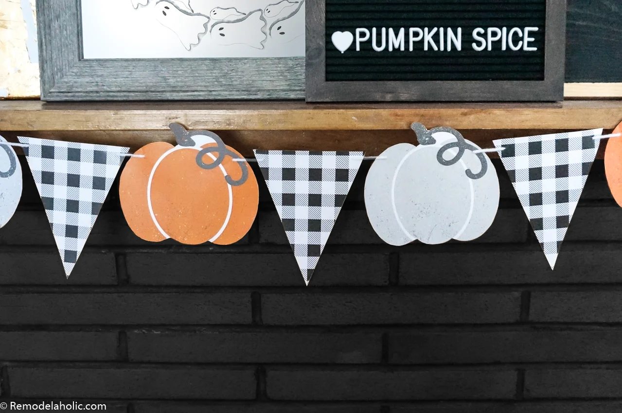 Ready-to-print Pumpkin Bunting Garland for a Farmhouse Fall or Retro Halloween Mantel