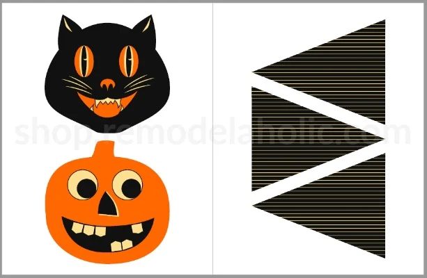 Retro Halloween Bunting Printable Garland Preview Bekob