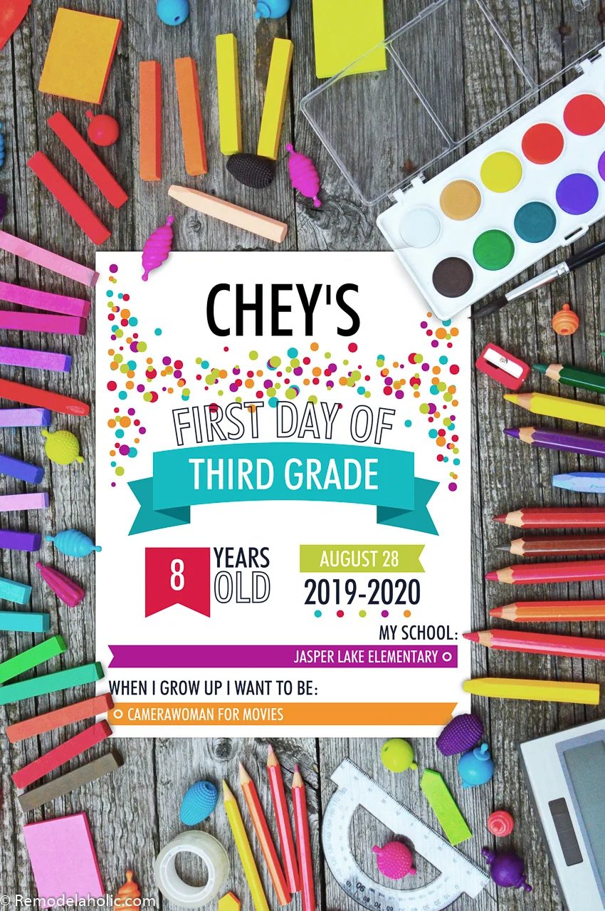 Ready-to-print School Photo Signs for the First Day of School