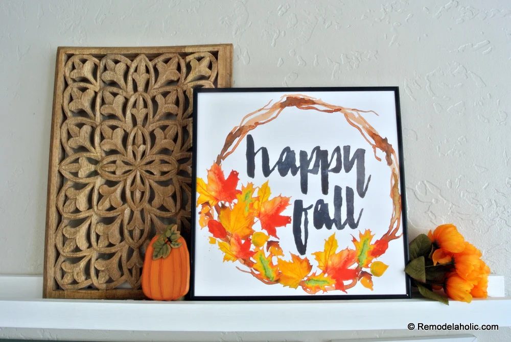 Printable Seasonal Art Set For straightforward Home Decor Happy Fall Watercolor Leaf Wreath Print #Bekob