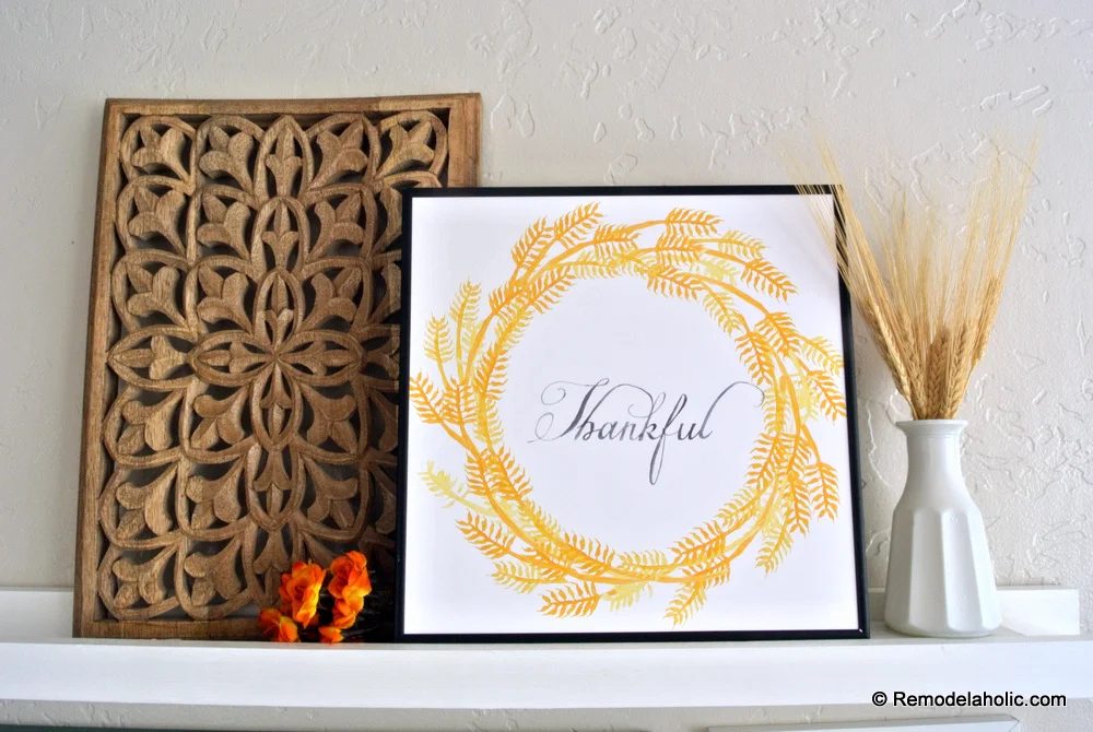 Printable Seasonal Art Set For straightforward Home Decor Thanksgiving Thankful Wheat Watercolor Wreath Print #Bekob