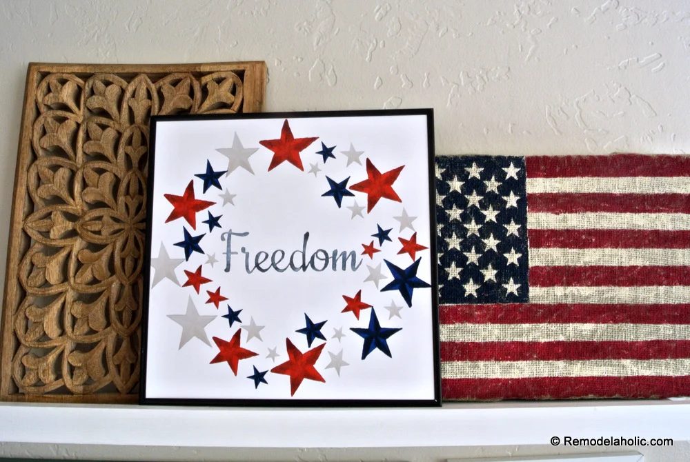 Printable Seasonal Art Set For straightforward Home Decor Patriotic Freedom Red White And Blue Stars Watercolor Wreath Print #Bekob