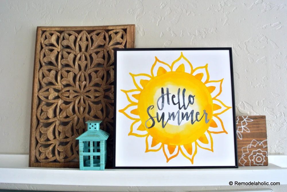 Printable Seasonal Art Set For straightforward Home Decor Watercolor Sunshine Hello Summer Print #Bekob