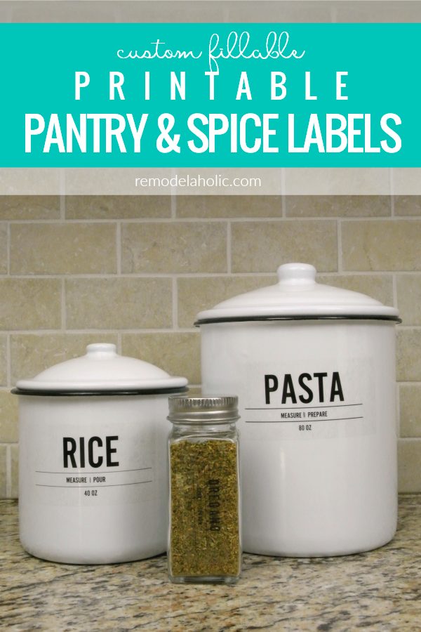 Instant Digital Download Custom Fillable Printable Pantry And Spice Labels #Bekob