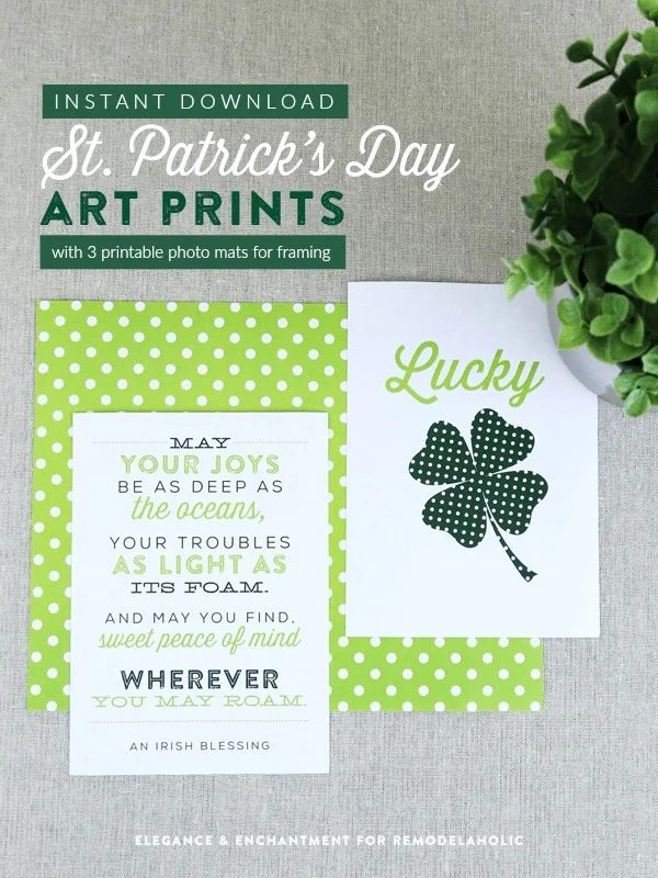 Printable St Patrick's Day Wall Art, Irish Blessing And Lucky With Printable Photo Mats, Enchanted Prints For Bekob
