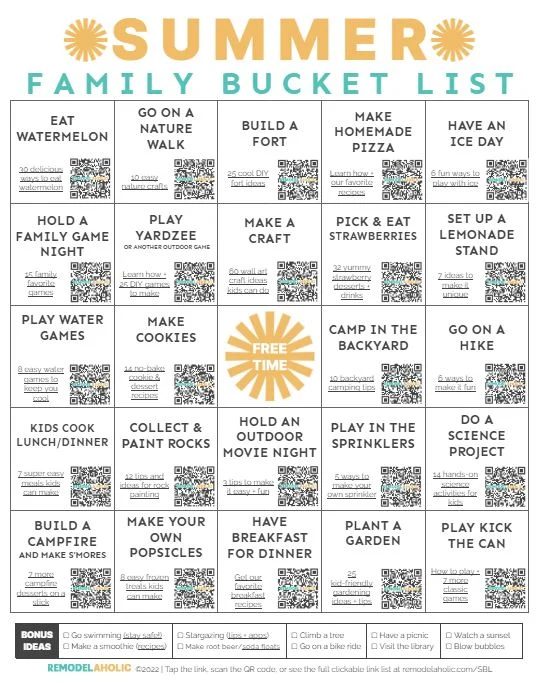 Printable Summer Bucket List For Kids Family Activity Checklist, Bekob