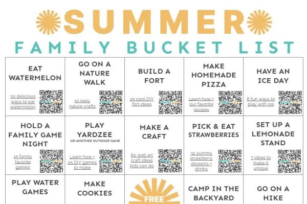 Family Activity Summer Bucket List For Kids, Free Printable At Bekob Small