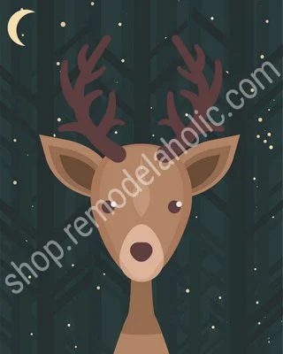Night Sky Woodland Animal Nursery Art Deer