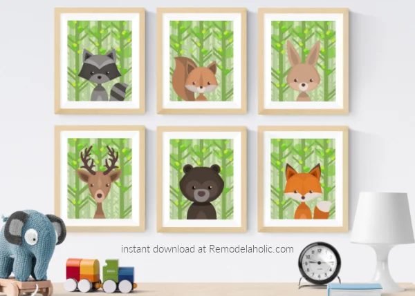 Summer Woodland Animal Nursery Art Printable Set Bekob