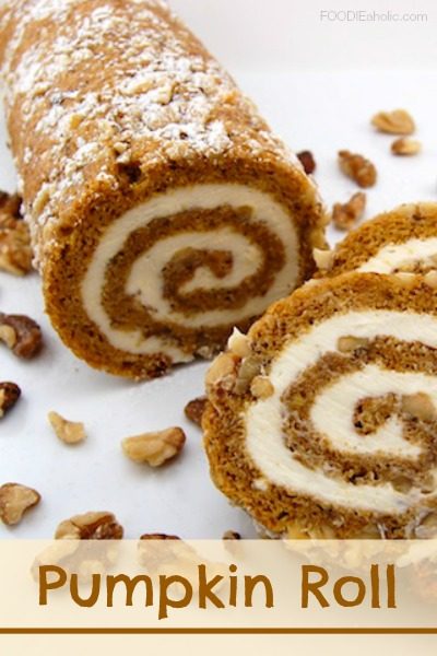 Pumpkin Roll | FOODIEaholic.com #recipe #cooking #baking #dessert #fall #festive #pumpkin #roll #breads