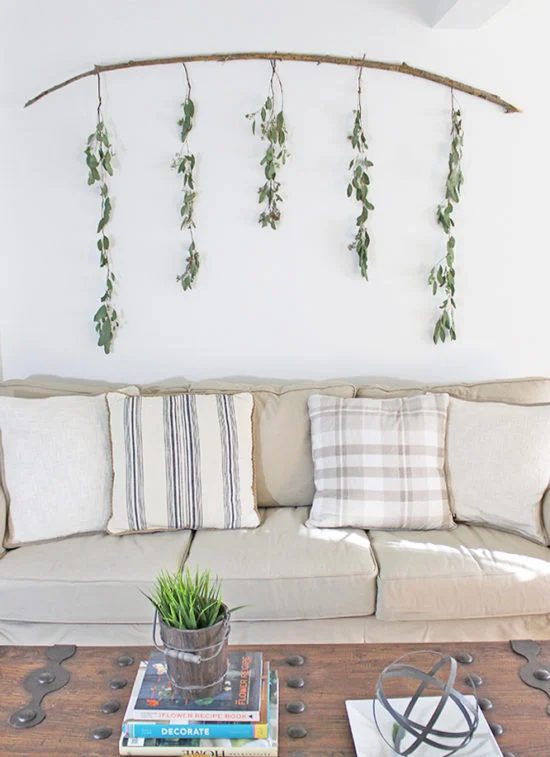 straightforward Handmade Wall Decor options Eucalyptus Branch Wall Decor The Honeycomb Home