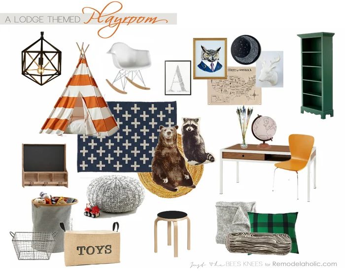 Rustic lodge-themed playroom