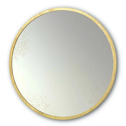 Brick Fireplace Facelift, Round Gold Mirror