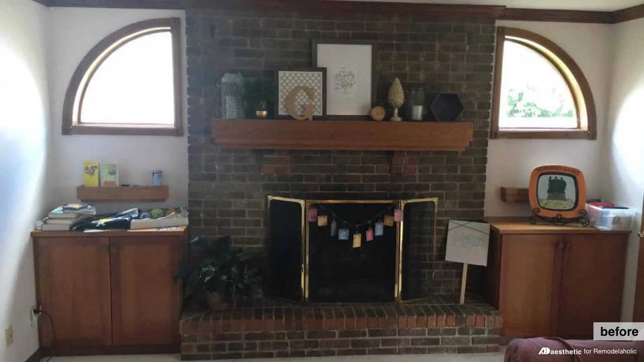 Before Brick Fireplace Facelift
