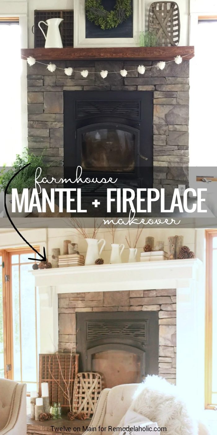 Farmhouse Mantel And Fireplace Makeover Step By Step @Bekob