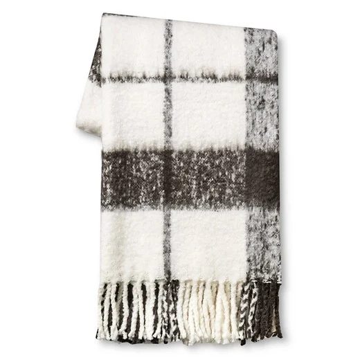 Brick Fireplace Facelift, Plaid Throw