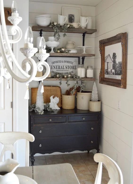 Great options for decorating a nook -- no more awkward alcoves! striking and functional design options