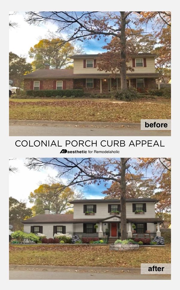 Colonial Porch Curb Appeal options and Inspiration (with columns and railing)