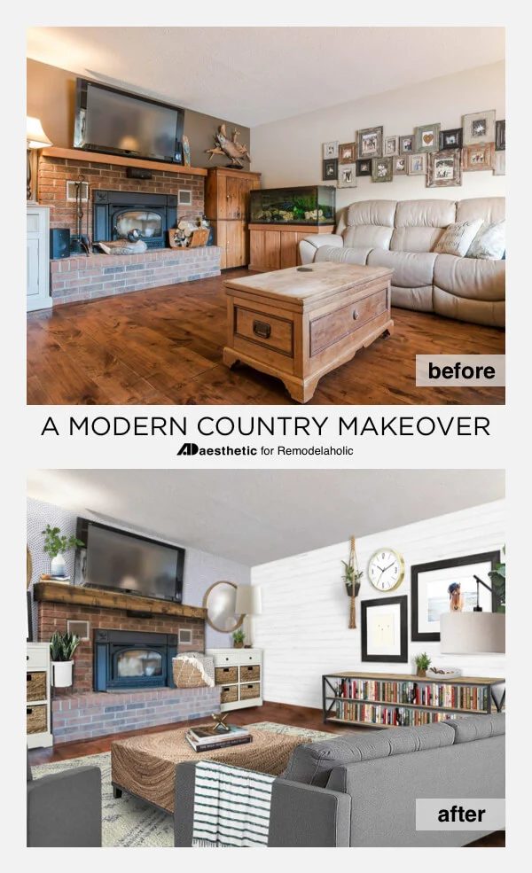 A Modern Country Living Room Makeover | Virtual room redesign with tips and tricks from AD Aesthetic on Bekob.com