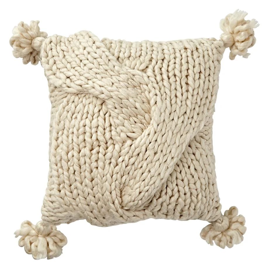 Neutral Living Room Chunky Knit Throw Pillow