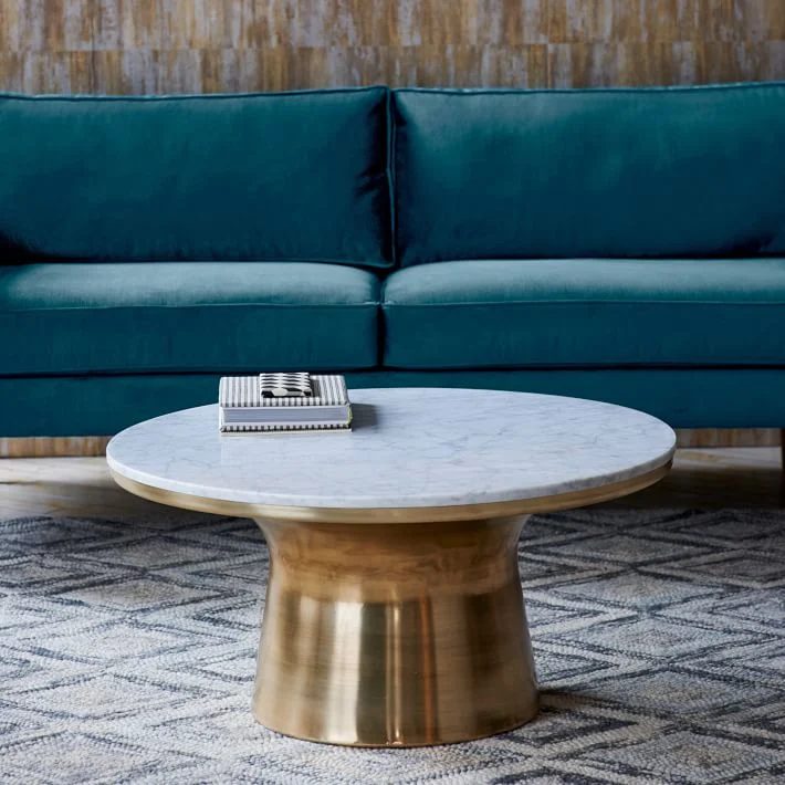 Neutral Living Room Marble Pedestal Coffee Tabl