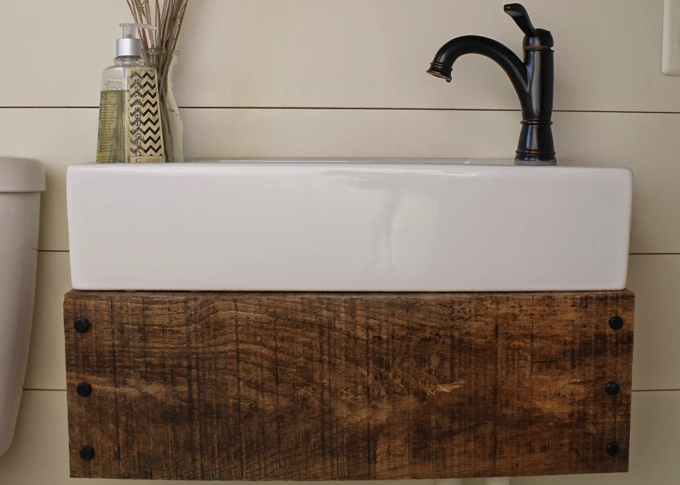 reclaimed wood floating vanity Handmade - Girl Meets Carpenter featured on @Bekob