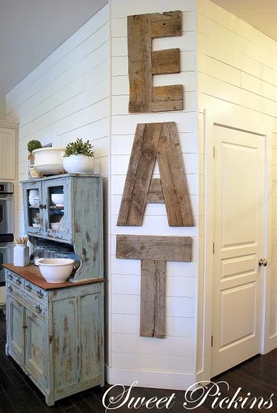 reclaimed wood kitchen letters, Sweet Pickins Furniture