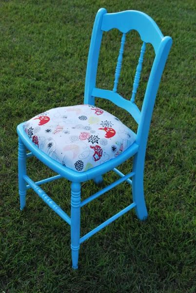 Refinished Wood Chair Painted Blue
