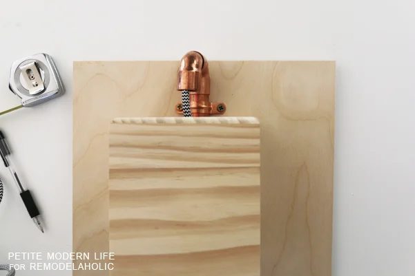 Make this industrial modern, apartment friendly Handmade wall sconce with the simplest of materials!